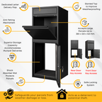 REFURBISHED Anqa Metal Parcel Delivery Box Outdoor - Extra Large (Black)
