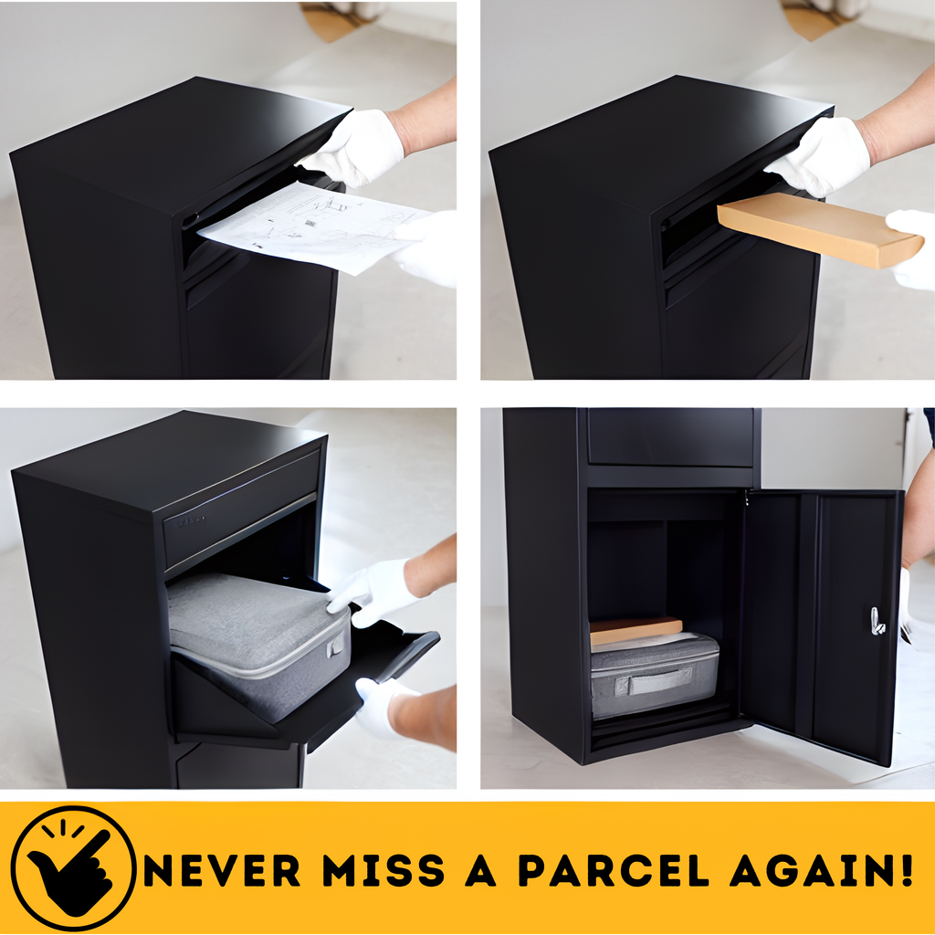 REFURBISHED Anqa Metal Parcel Delivery Box Outdoor - Extra Large (Black)