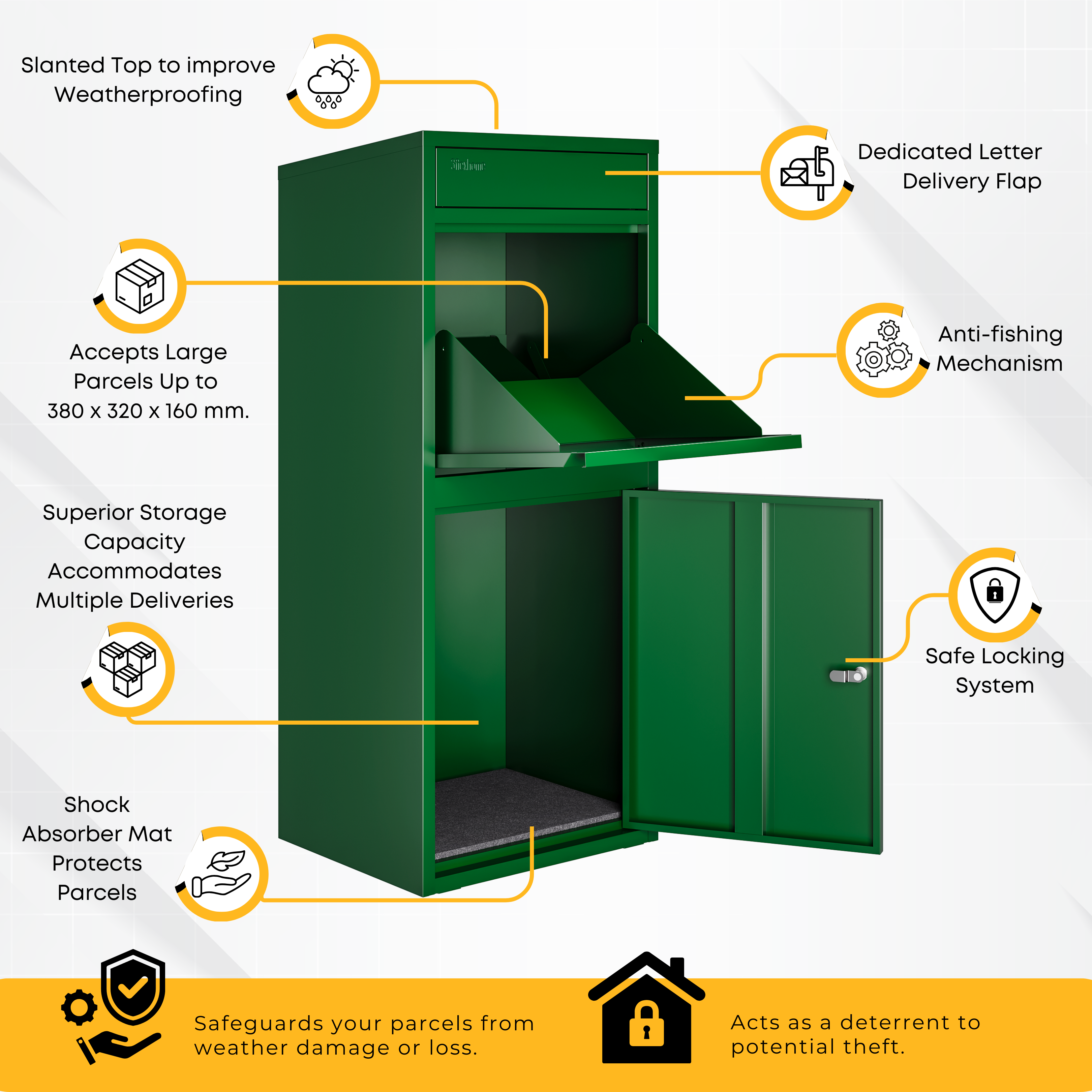 Metal Parcel Delivery Box Outdoor - Extra Large (Green)