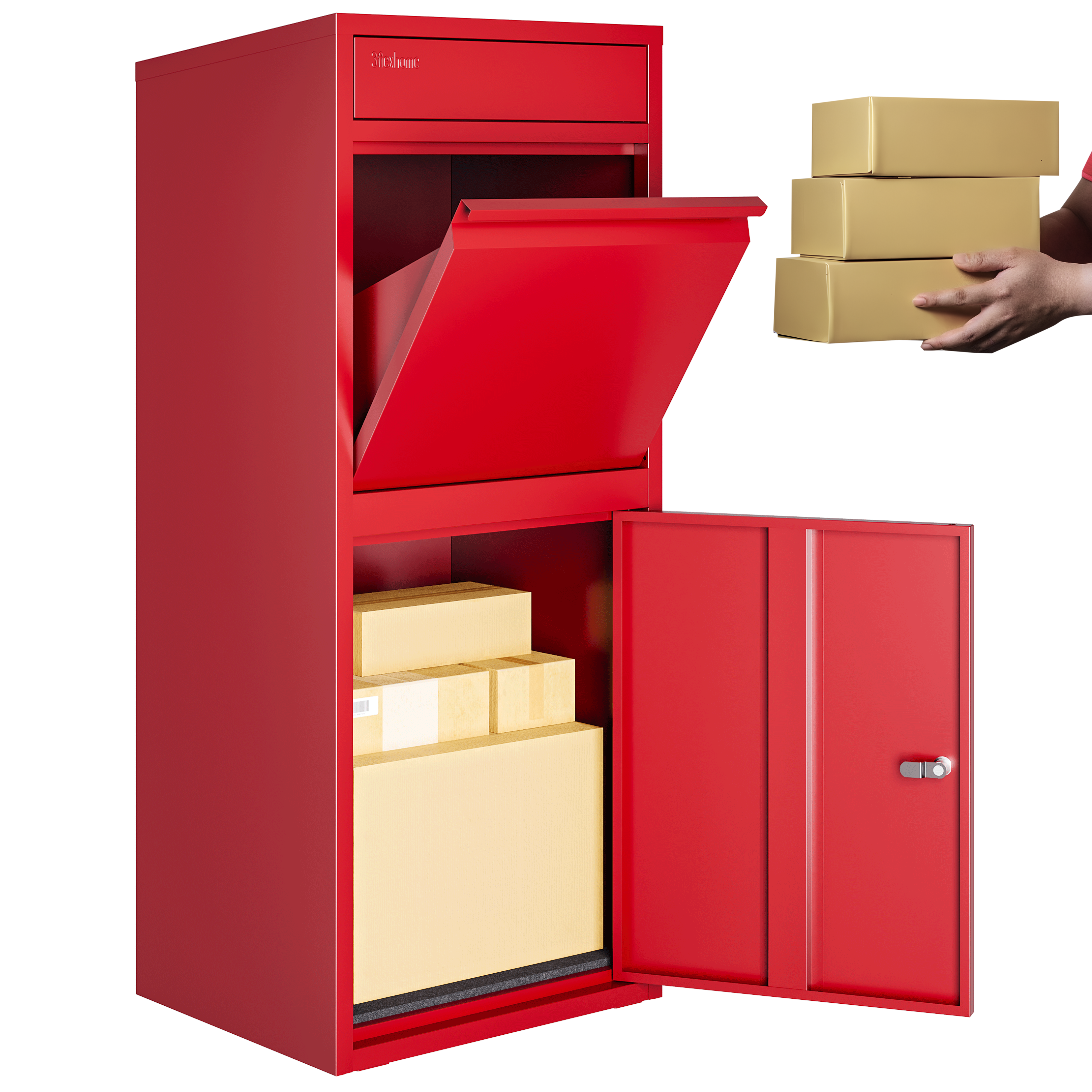 Metal Parcel Delivery Box Outdoor - Extra Large (Red)