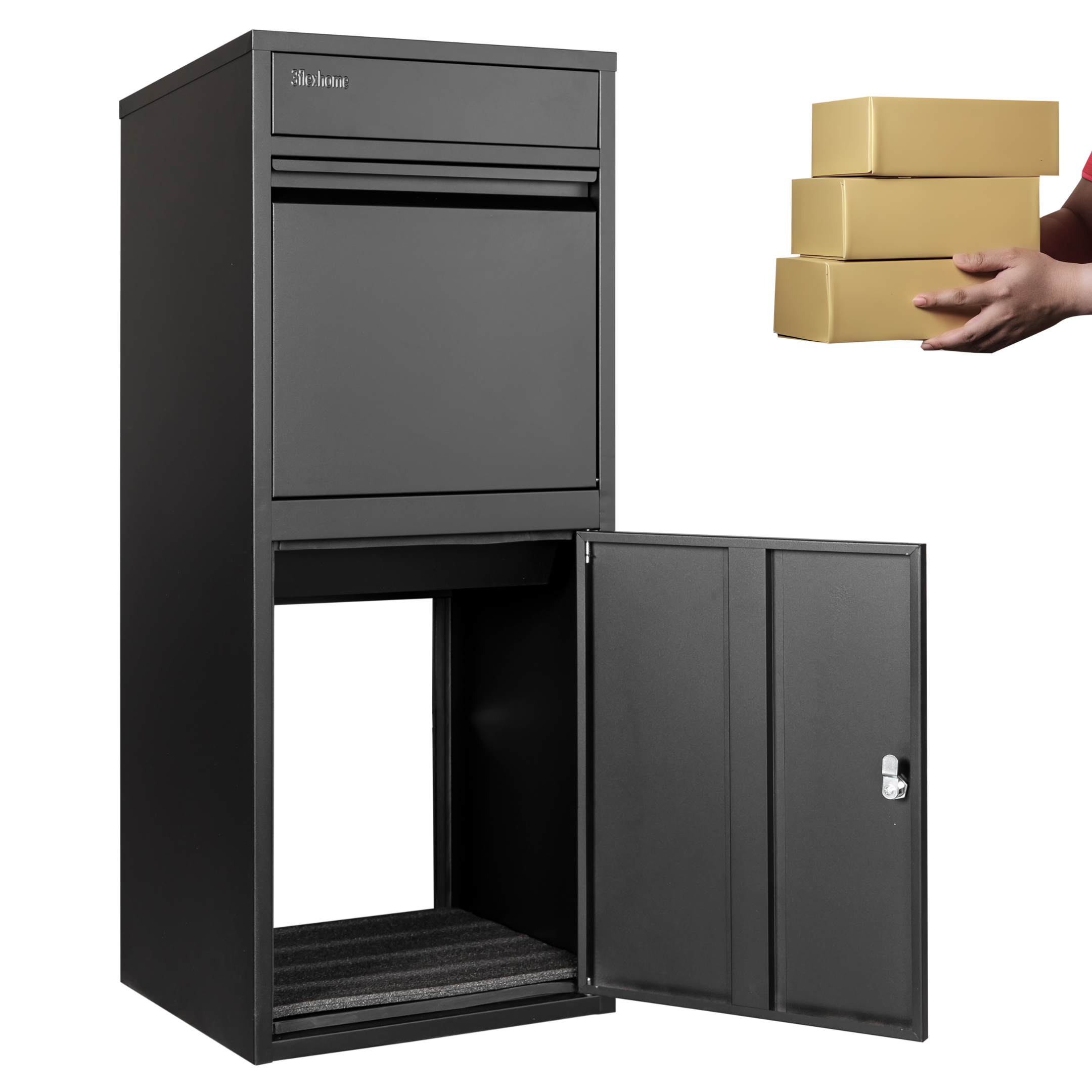 Anqa Metal Parcel Delivery Box Outdoor - Extra Large (Black)