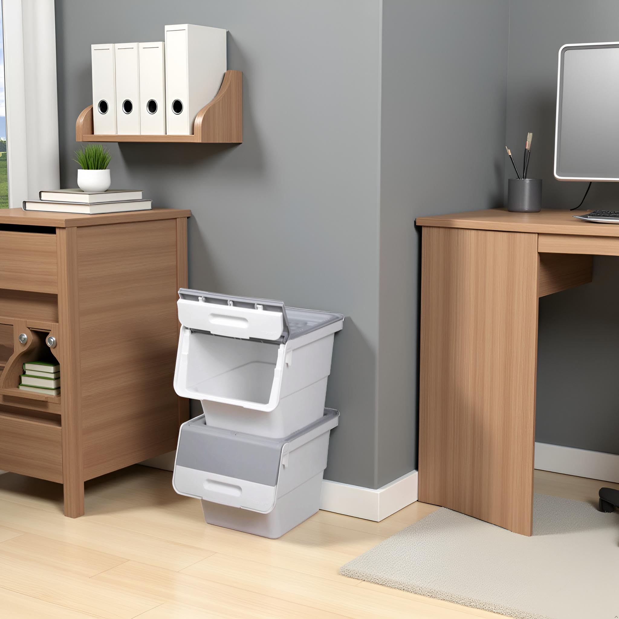 Stackable Storage Organiser Wheeled Toy Box (Grey 3x12LT)