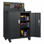 Metal Garage Tool Cabinets on Wheels - Huginn Black