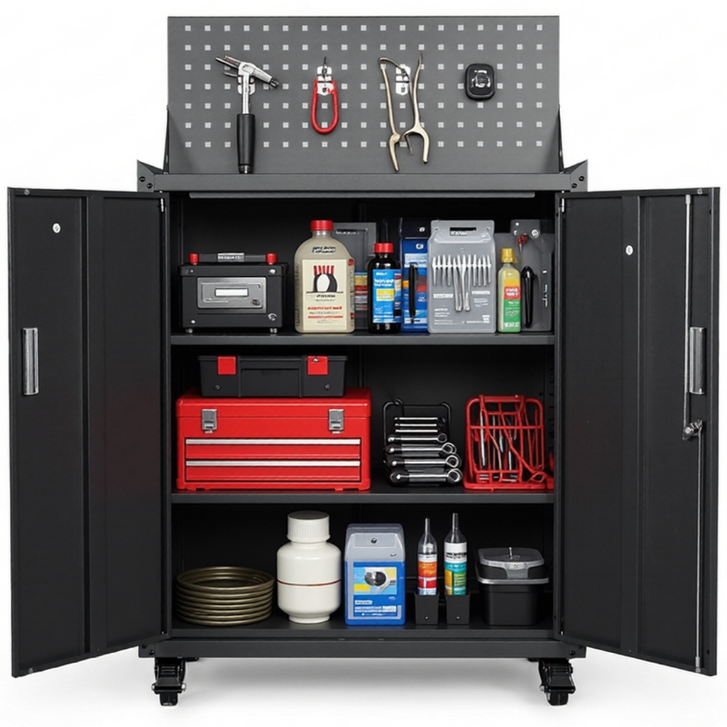 Metal Garage Tool Cabinets on Wheels - Huginn Black