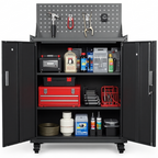 Metal Garage Tool Cabinets on Wheels - Huginn Black