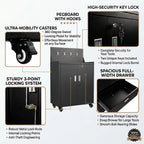 Metal Garage Tool Cabinets on Wheels - Huginn Black