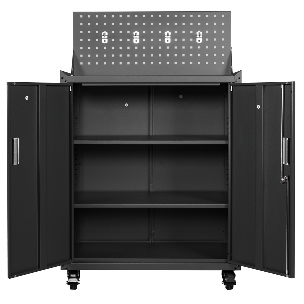 Metal Garage Tool Cabinets on Wheels - Huginn Black