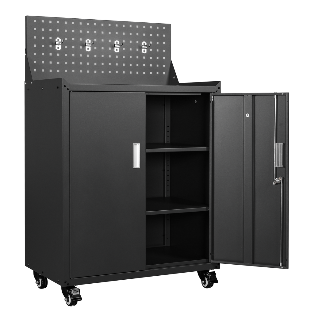 Metal Garage Tool Cabinets on Wheels - Huginn Black