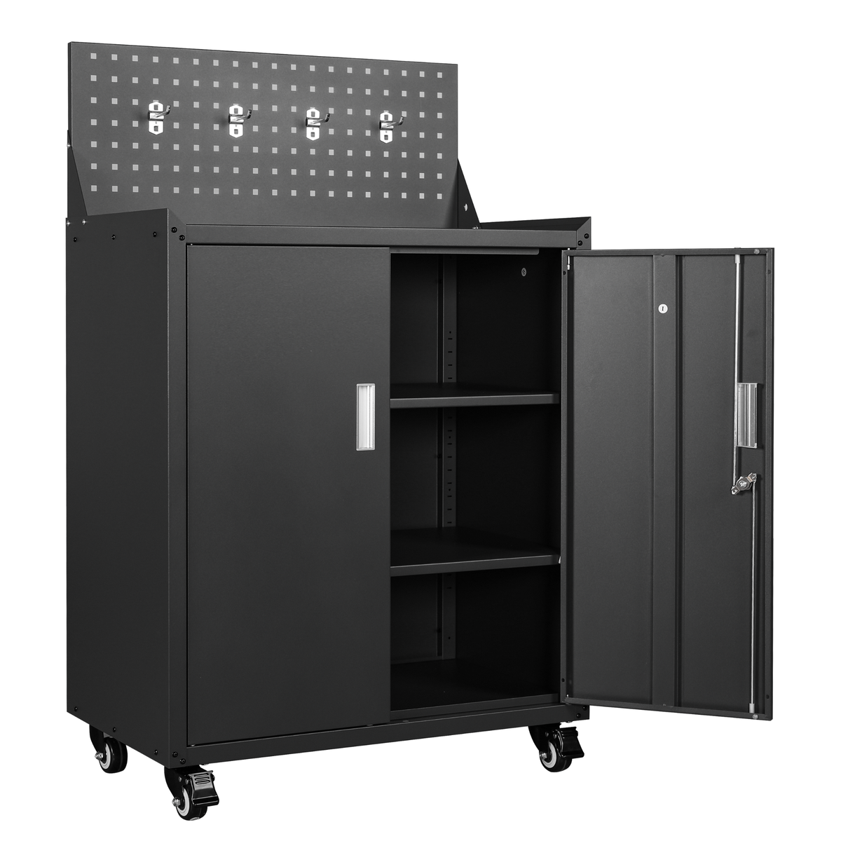 Metal Garage Tool Cabinets on Wheels - Huginn Black
