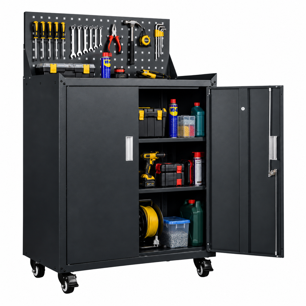 Metal Garage Tool Cabinets on Wheels - Huginn Grey