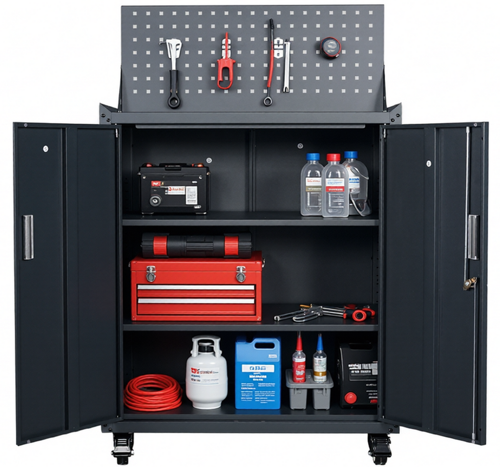 Metal Garage Tool Cabinets on Wheels - Huginn Grey