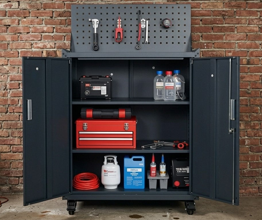Metal Garage Tool Cabinets on Wheels - Huginn Grey