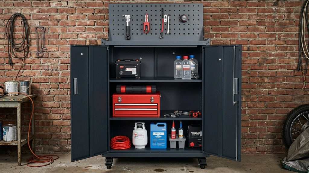 Metal Garage Tool Cabinets on Wheels - Huginn Grey
