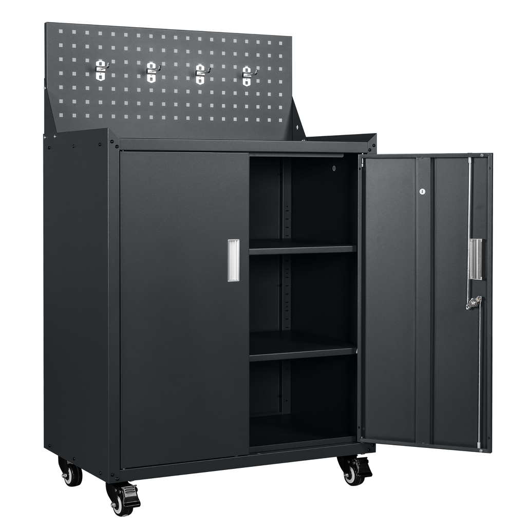 Metal Garage Tool Cabinets on Wheels - Huginn Grey