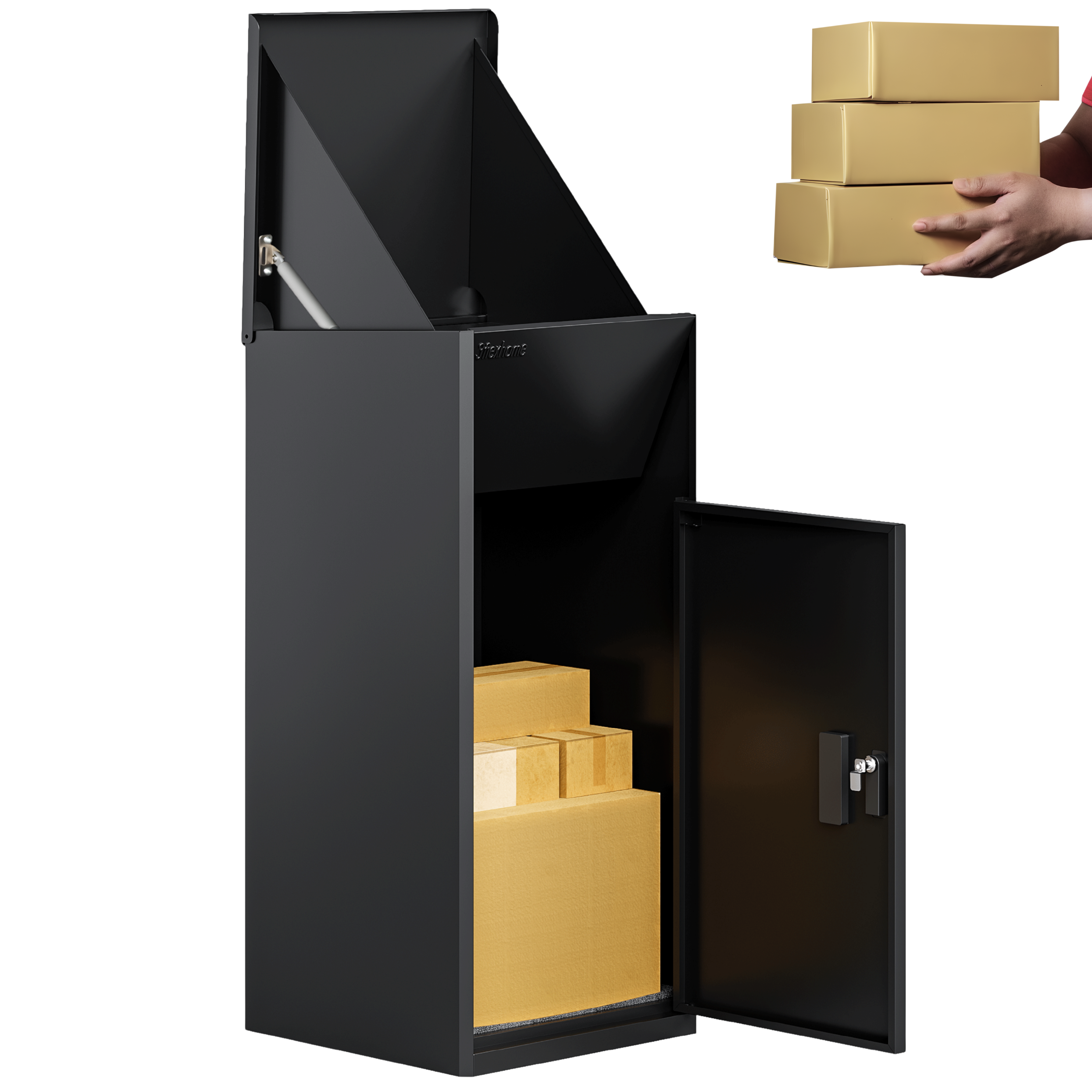 Caladrius Metal Parcel Delivery Box Outdoor - Extra Large (Black ...