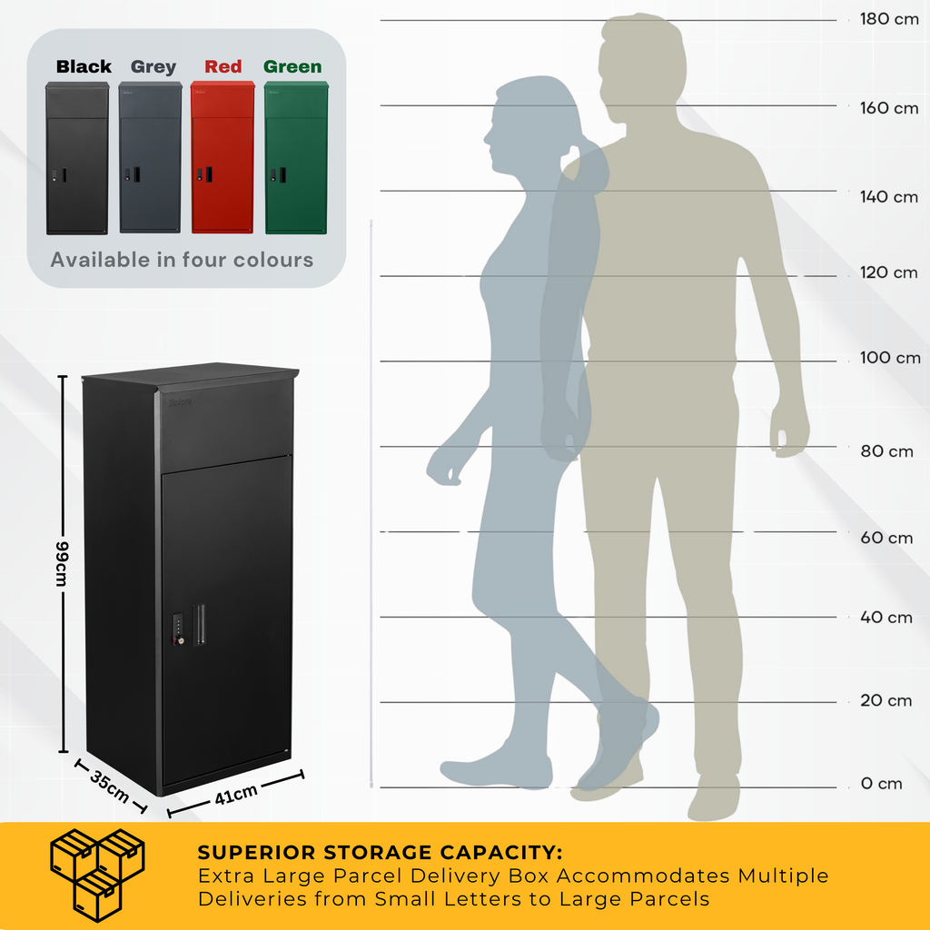 Metal Parcel Delivery Box Outdoor - Extra Large (Black)