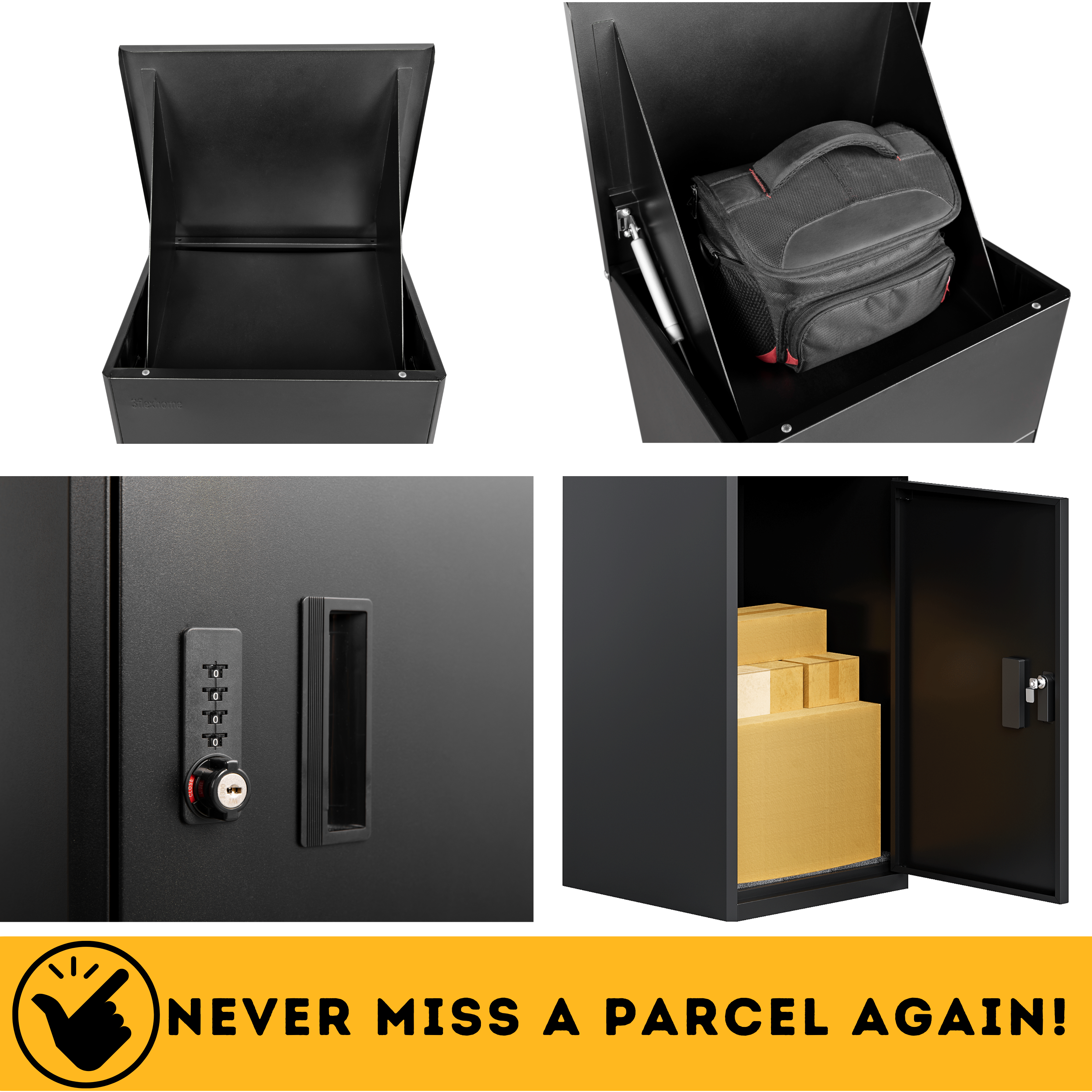 Metal Parcel Delivery Box Outdoor - Extra Large (Black)