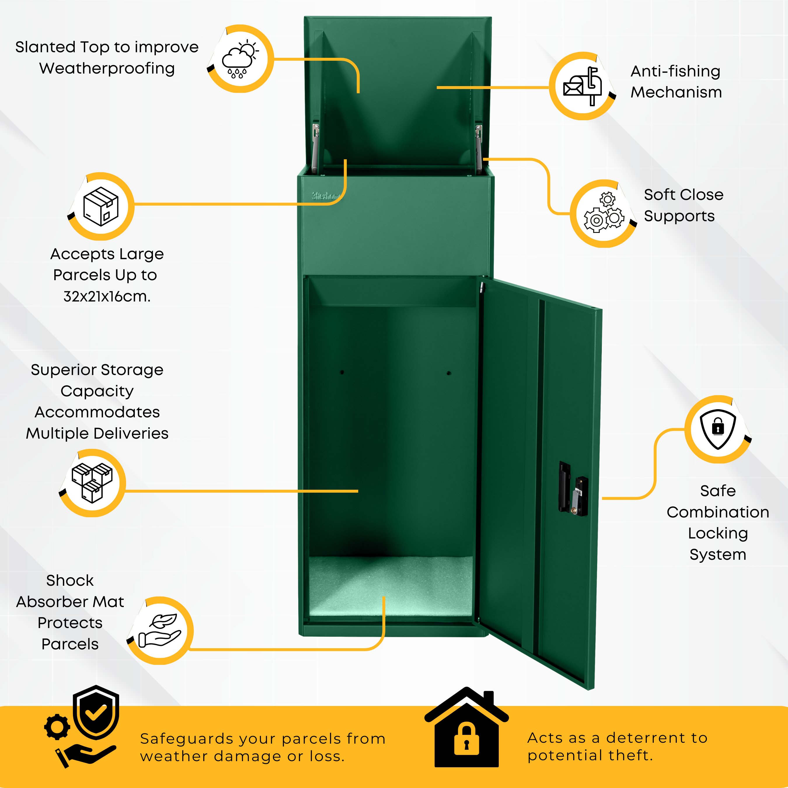 REFURBISHED - Metal Parcel Delivery Box Outdoor - Extra Large (Green)