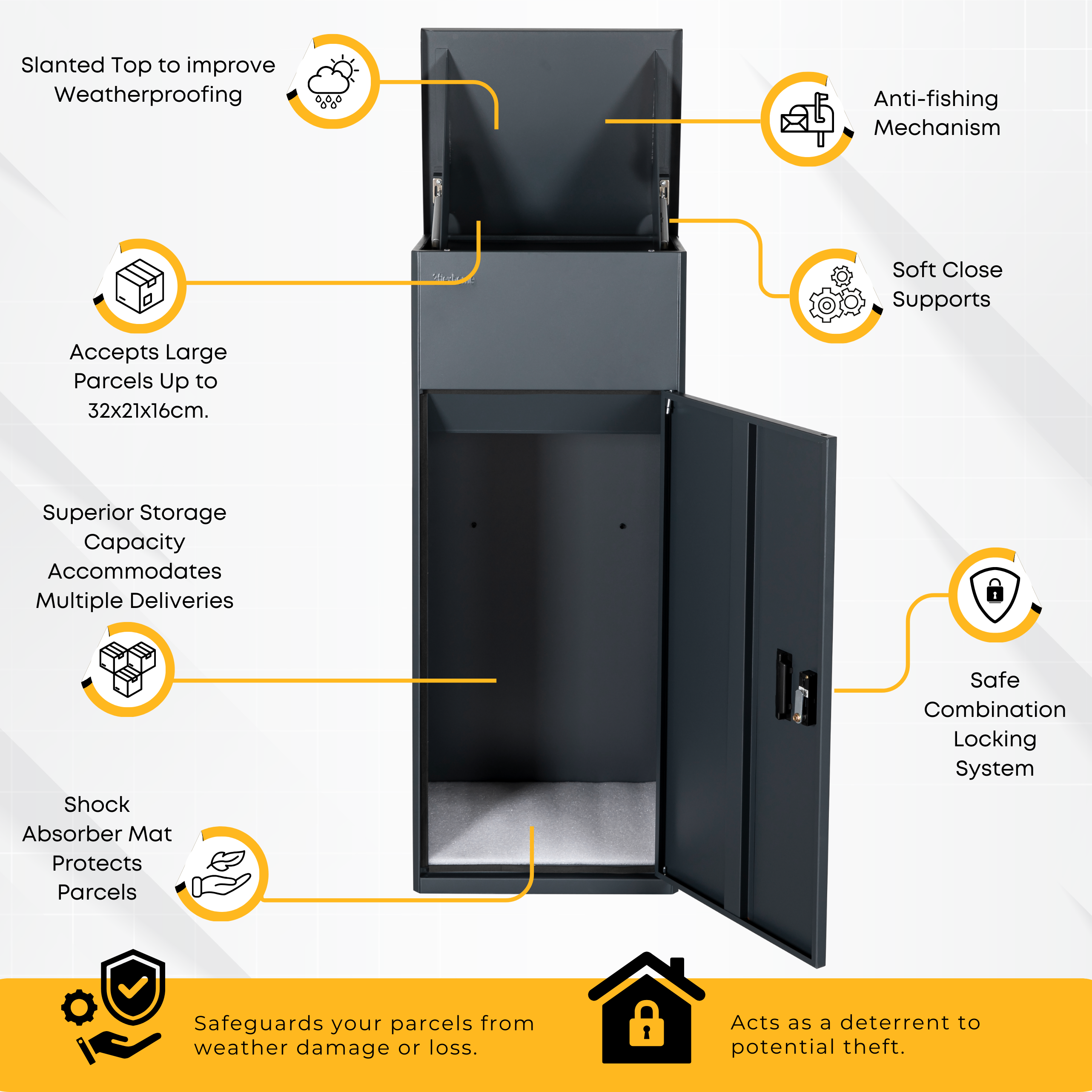 Metal Parcel Delivery Box Outdoor - Extra Large (Grey)