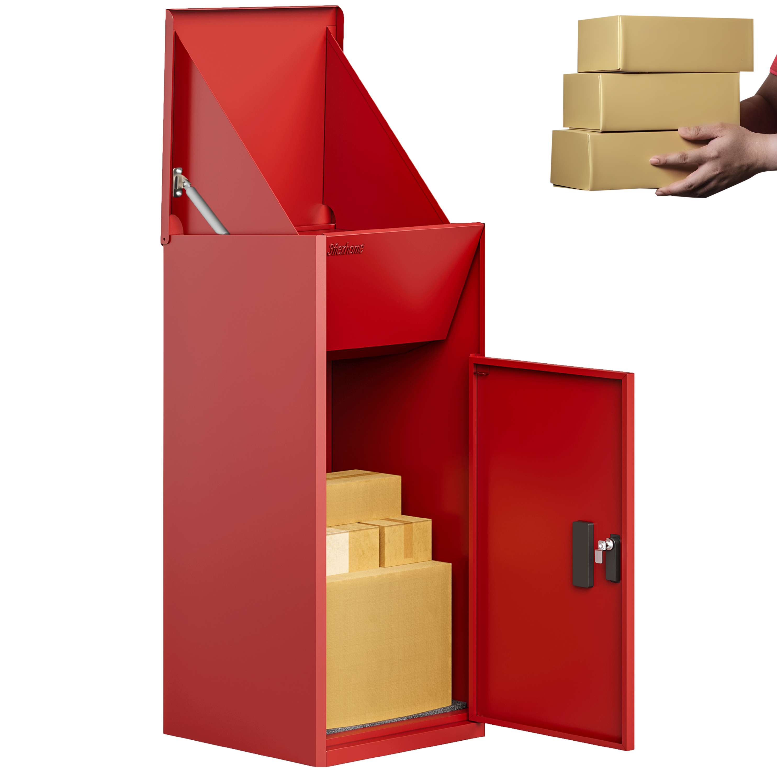 Metal Parcel Delivery Box Outdoor - Extra Large (Red)