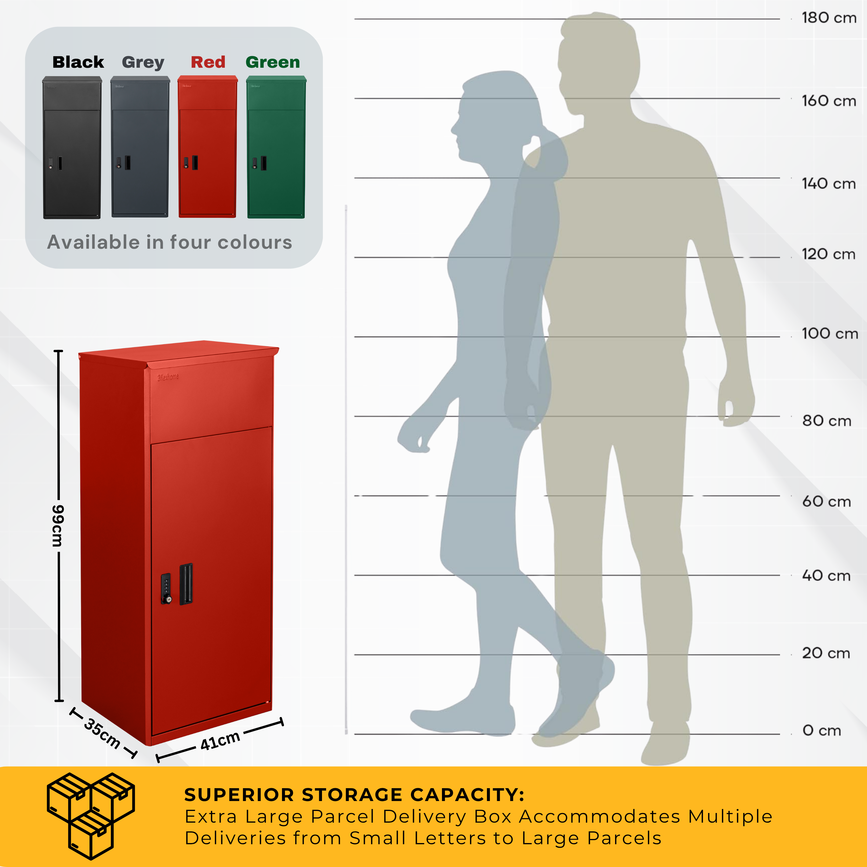 Metal Parcel Delivery Box Outdoor - Extra Large (Red)