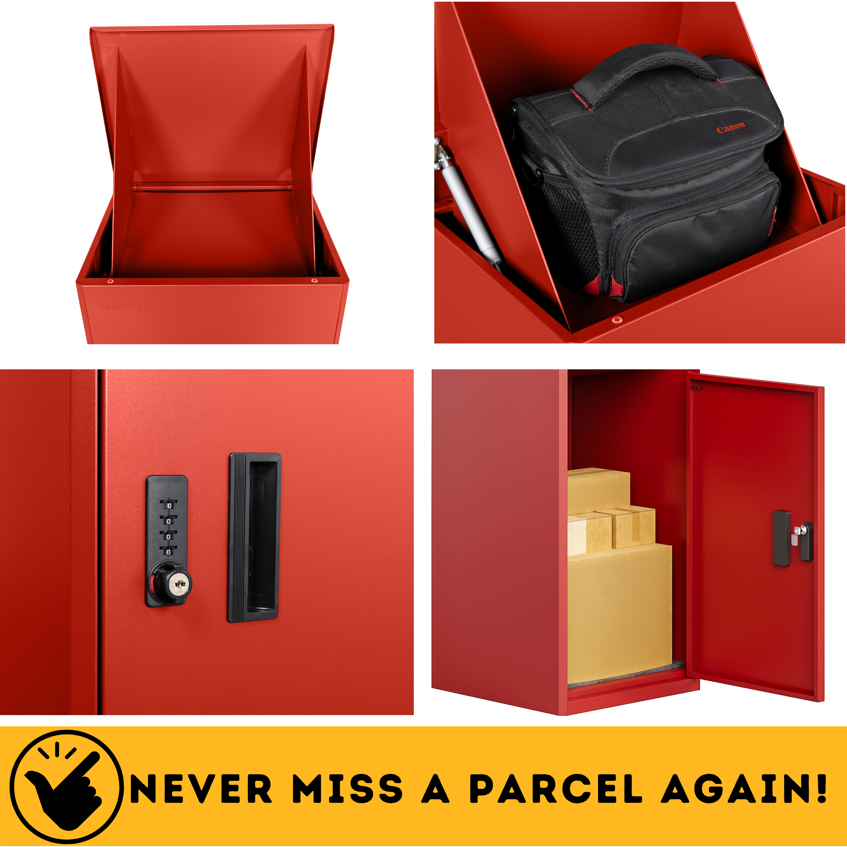 Metal Parcel Delivery Box Outdoor - Extra Large (Red)