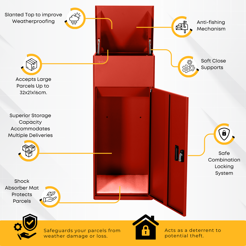 Metal Parcel Delivery Box Outdoor - Extra Large (Red)