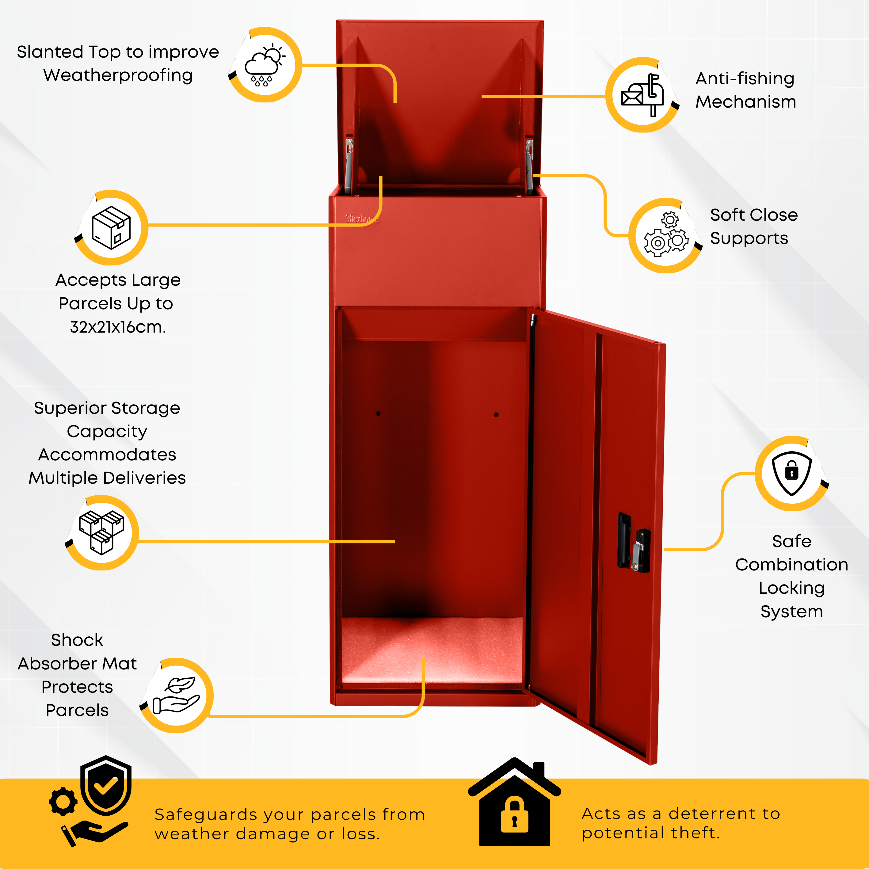 Metal Parcel Delivery Box Outdoor - Extra Large (Red)
