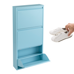 Metal Shoe Storage Cabinet for Hallway and Bedroom (Blue)