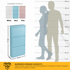 Metal Shoe Storage Cabinet for Hallway and Bedroom (Blue)