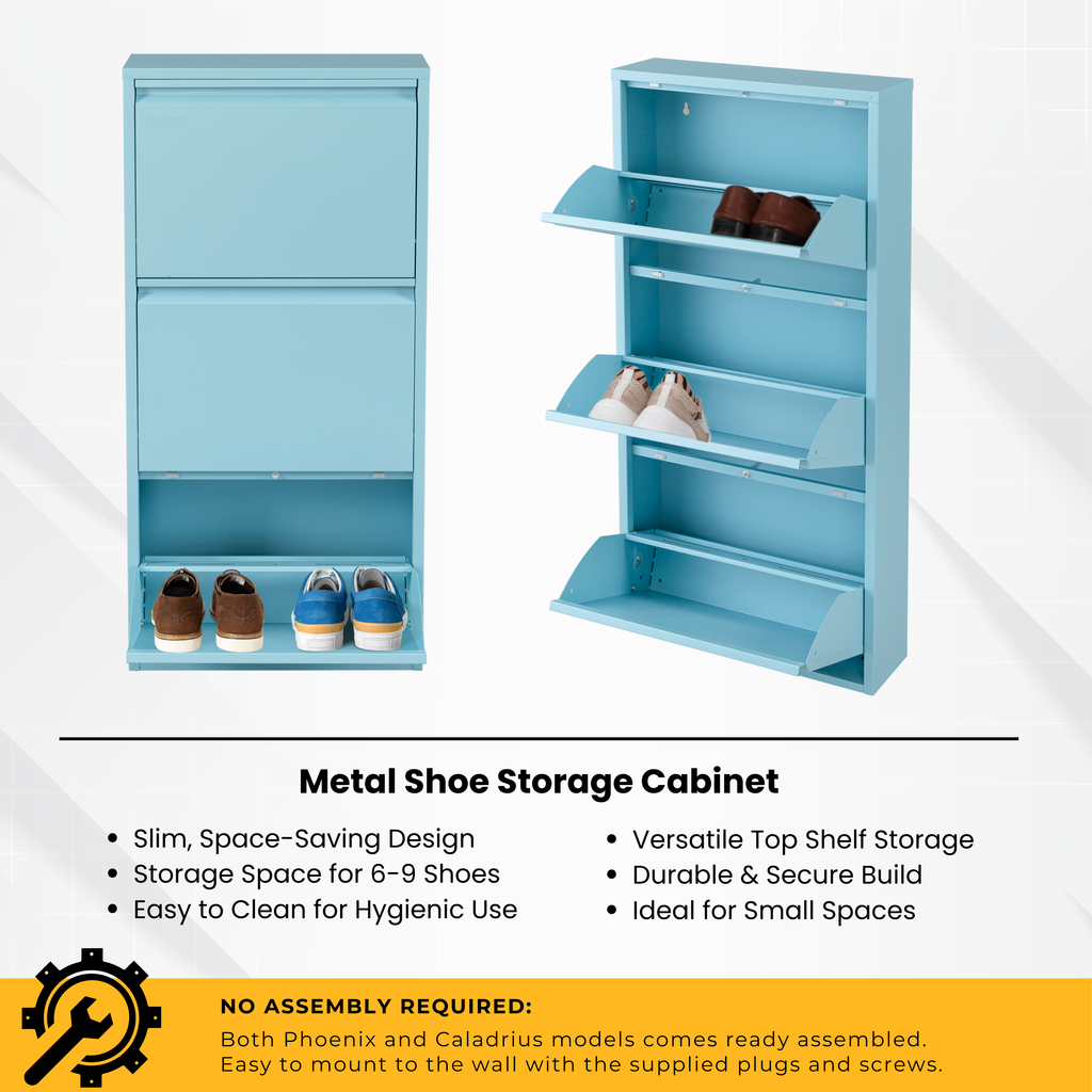 Metal Shoe Storage Cabinet for Hallway and Bedroom (Blue)