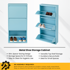 Metal Shoe Storage Cabinet for Hallway and Bedroom (Blue)