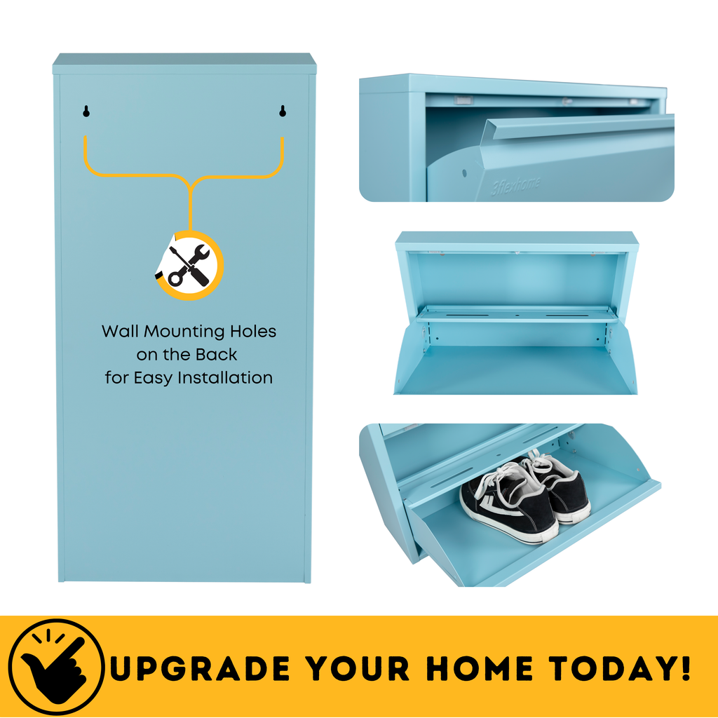 Metal Shoe Storage Cabinet for Hallway and Bedroom (Blue)