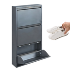 Metal Shoe Storage Cabinet for Hallway and Bedroom (Grey)