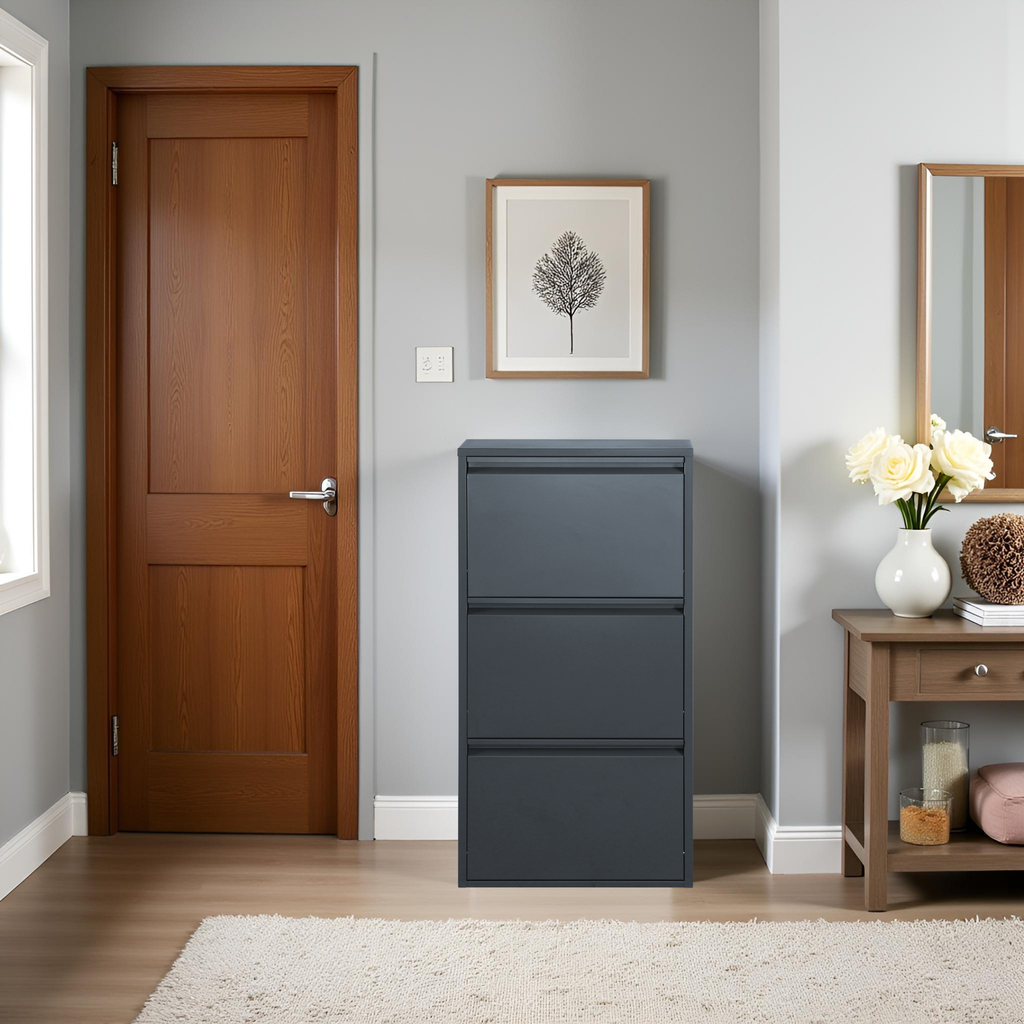 Metal Shoe Storage Cabinet for Hallway and Bedroom (Grey)