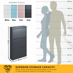 Metal Shoe Storage Cabinet for Hallway and Bedroom (Grey)