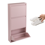 Metal Shoe Storage Cabinet for Hallway and Bedroom (Pink)