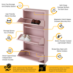 Metal Shoe Storage Cabinet for Hallway and Bedroom (Pink)
