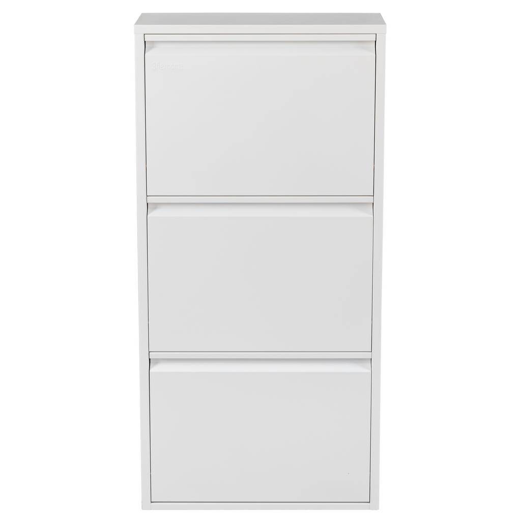 Metal Shoe Storage Cabinet for Hallway and Bedroom (White)