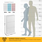 Metal Shoe Storage Cabinet for Hallway and Bedroom (White)