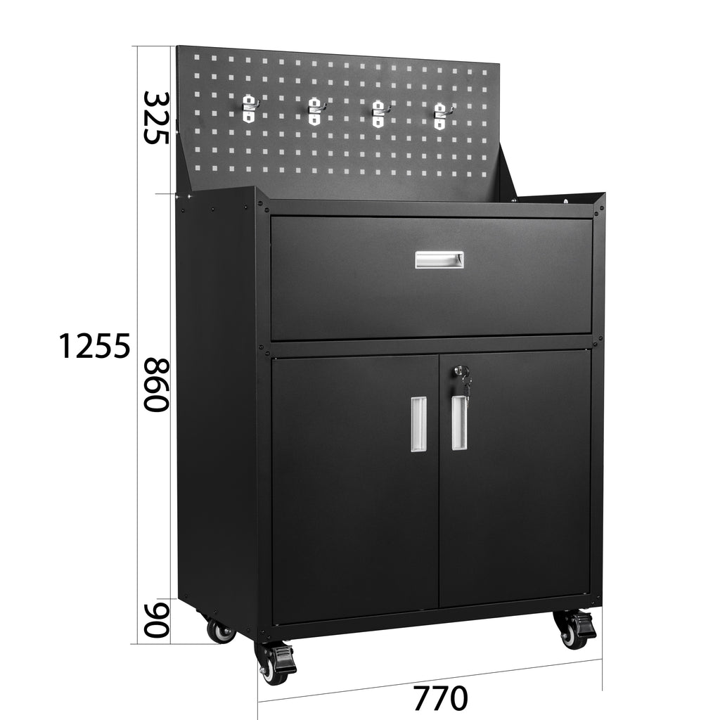 Metal Garage Tool Cabinets on Wheels - Muninn Black