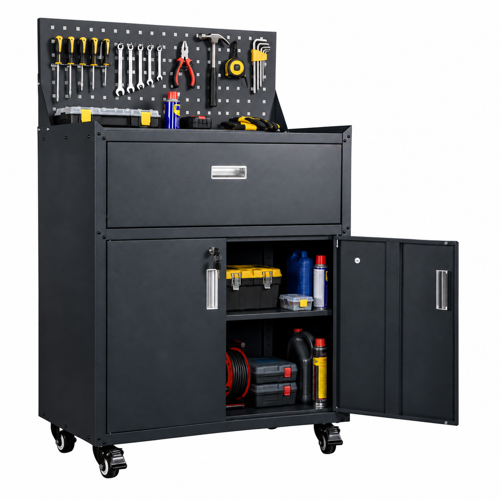 Metal Garage Tool Cabinets on Wheels - Muninn Grey