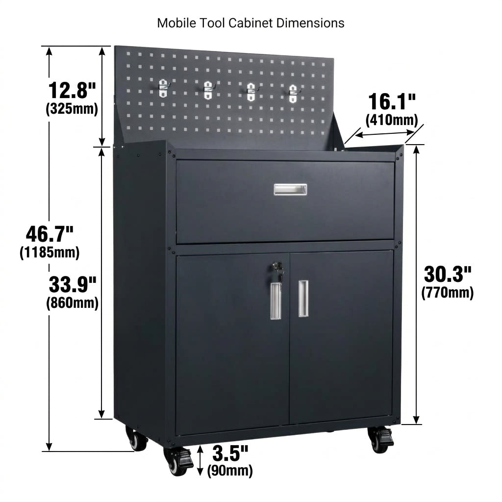 Metal Garage Tool Cabinets on Wheels - Muninn Grey