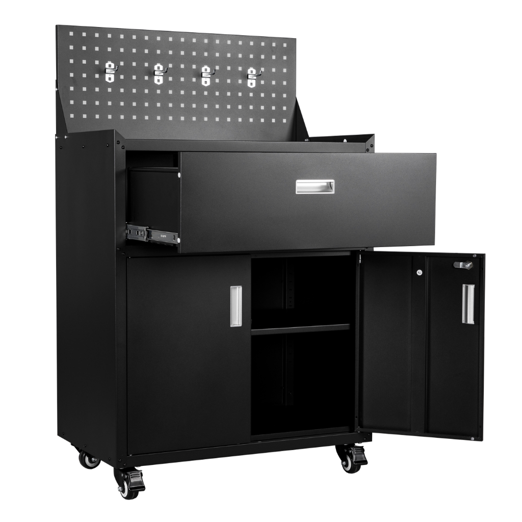 Metal Garage Tool Cabinets on Wheels - Muninn Black