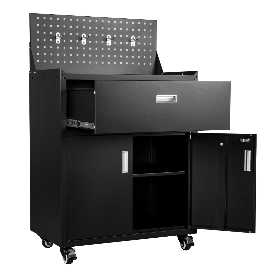 Metal Garage Tool Cabinets on Wheels - Muninn Black