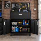 Metal Garage Tool Cabinets on Wheels - Muninn Black