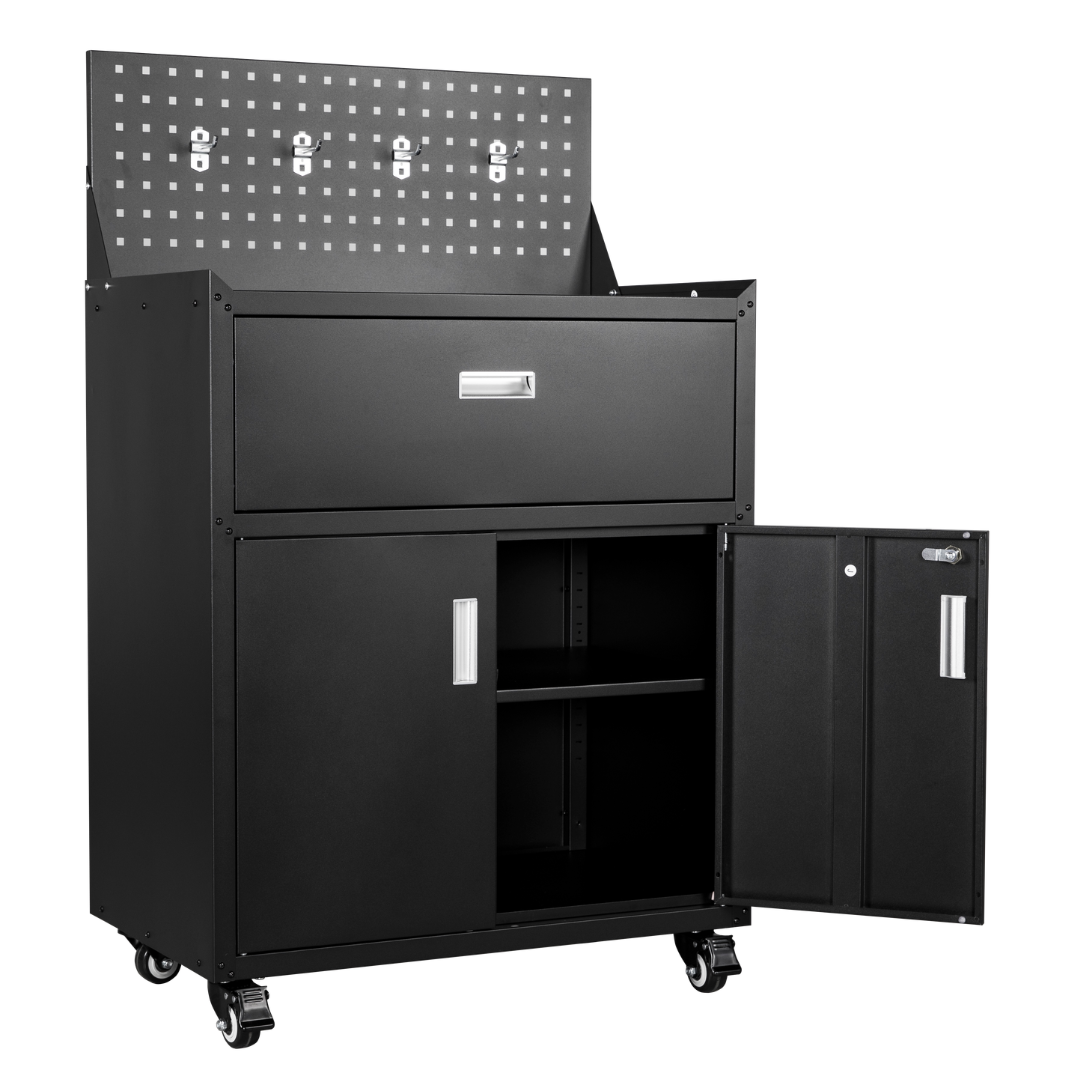 Metal Garage Tool Cabinets on Wheels - Muninn Black