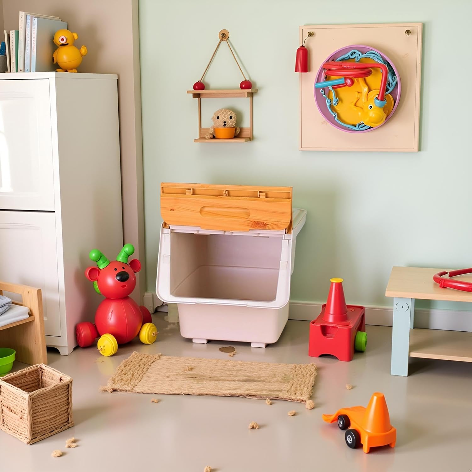 Stackable Storage Organiser Wheeled Toy Box (Bamboo 3x33LT)