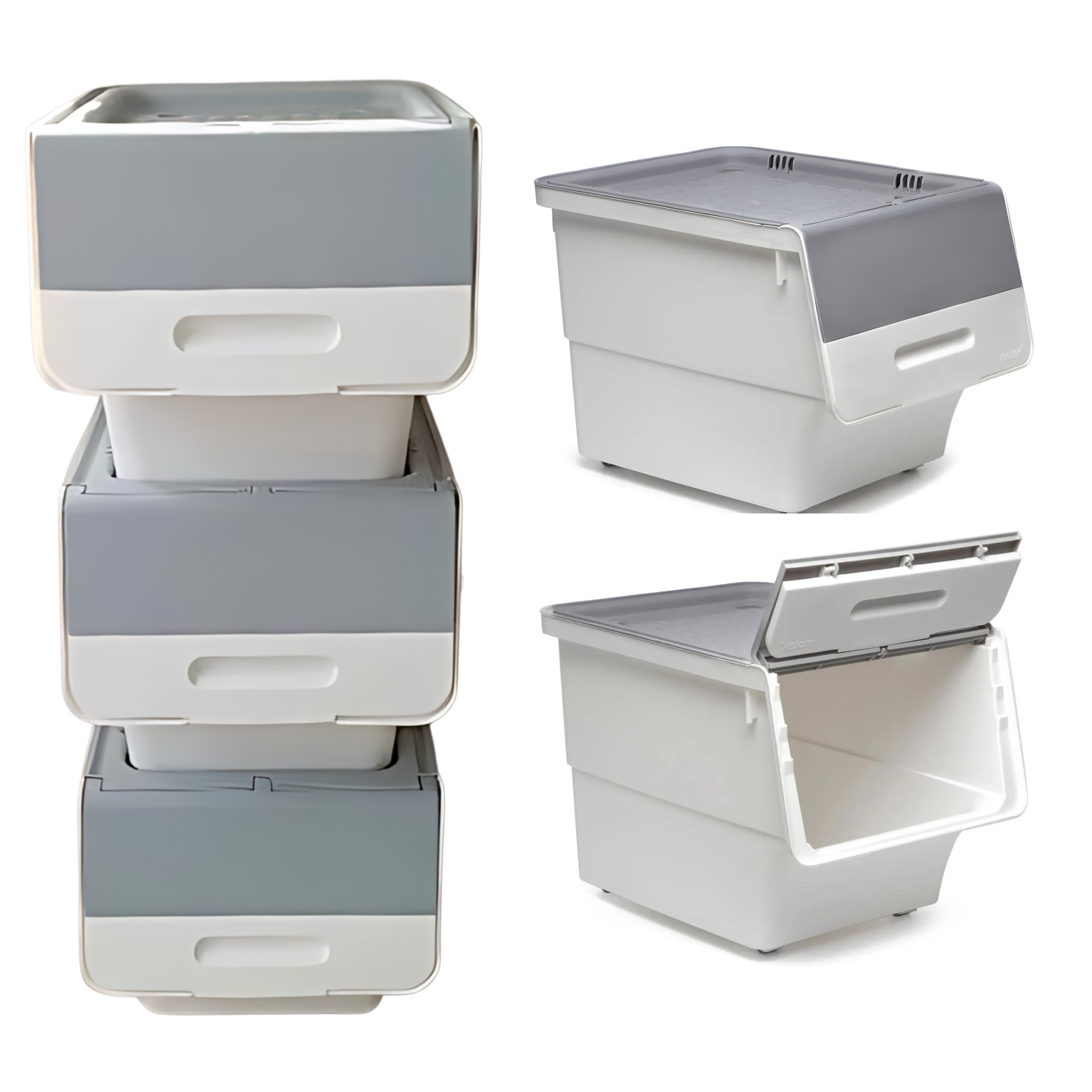 Stackable Storage Organiser Wheeled Toy Box (Grey 3x12LT)