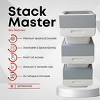 Stackable Storage Organiser Wheeled Toy Box (Grey 3x12LT)